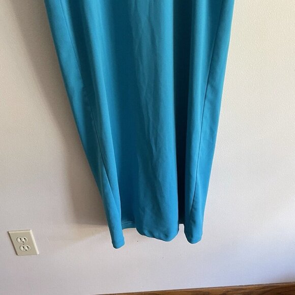 Badgley Mischka Collection Women 6 Teal Crepe Cutout Odessa Crossover Gown - Picture 5 of 13